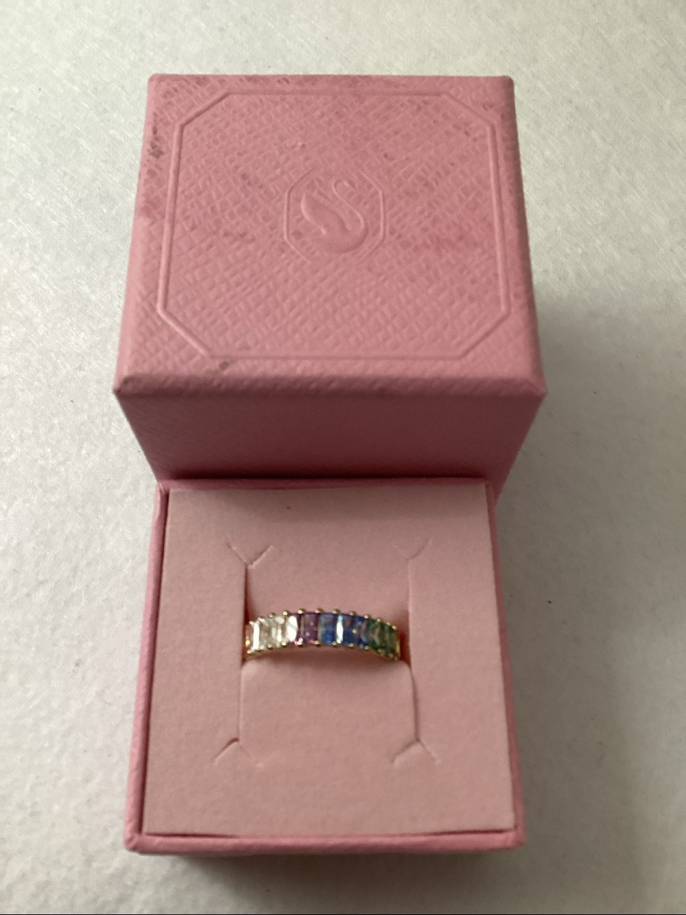 Swarovski Multicolored Baguette Cut Gold-Tone Plated Matrix Ring size 6.5 - Picture 4 of 16